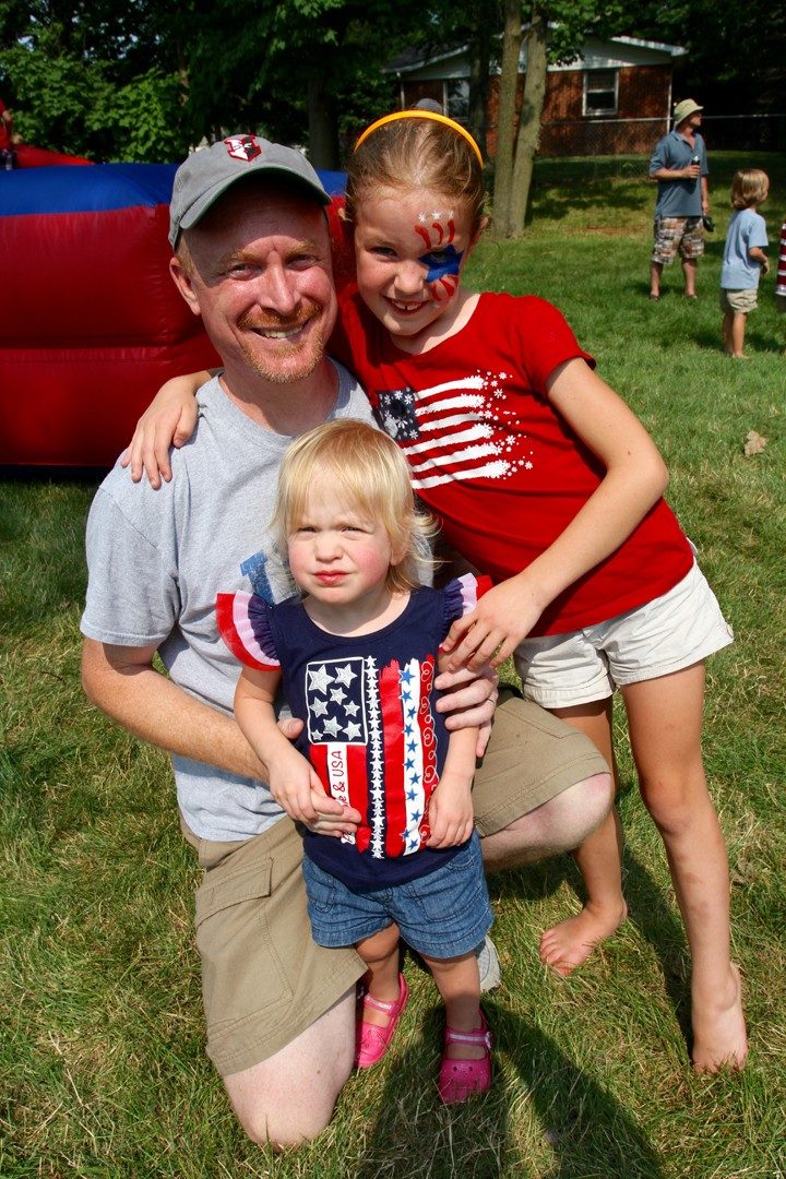 Joseph Kintzel, and daughters Lauren and Sadie, right, enjoy the Kids Area at last year’s Westfield Rocks the 4th. (File photo by Sadie Hunter)