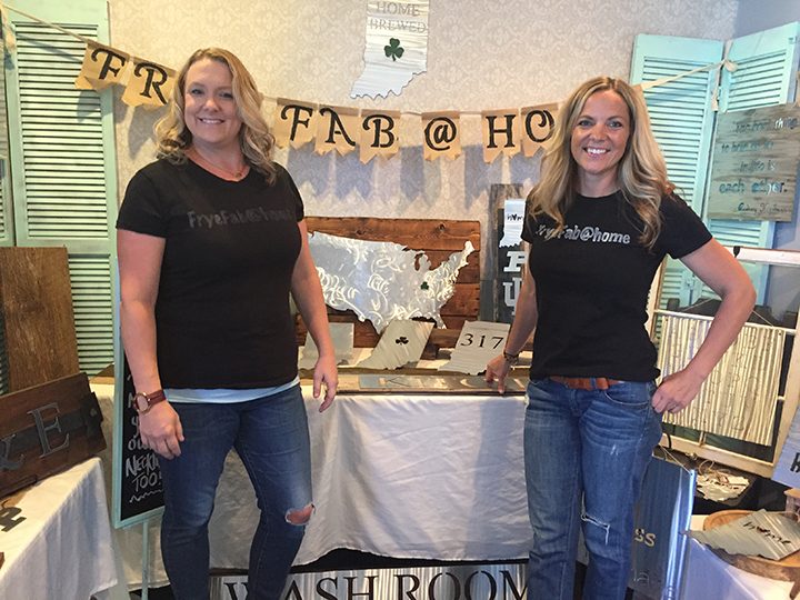 Jessica Frye, left, and Emily Janak created a metal décor shop out of Frye’s husband’s scrap metal. (Photo by Anna Skinner) 