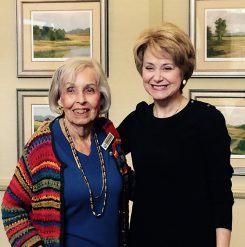 The Barrington of Carmel resident Barbara Busche, left, said she enjoyed meeting Jane Pauley in person, as she used to watch her a lot on TV. (Photo by Mark Ambrogi)