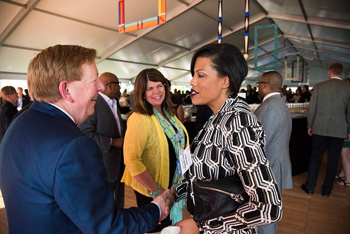 Carmel Mayor Jim Brainard welcomes Stephanie Rawlings-Blake, U.S. Conference of Mayors president and mayor of Baltimore. (Submitted photo)