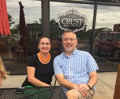 Married couple Dustin Brown and Anzi Lotfi purchased Crust, their favorite local restaurant. (Photo by Anna Skinner)