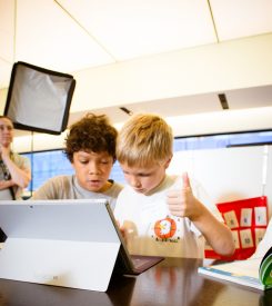 Chairo Jugg, left, and Luke Kouns, learn coding at a Codelicious class. (Submitted photo)