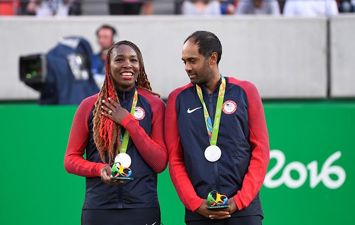Venus Williams and Rajeev Ram earned a silver medal in mixed doubles. (Photo by Paul Zimmer/USTA) 