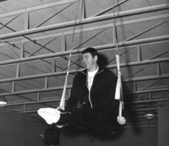 Robert Cowan demonstrates the rings at Richland High School in the early 1970s. (Submitted photo)