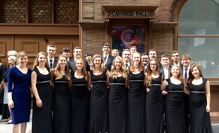 Members of Mt. Vernon High School’s Center Stage Choir outside Carnegie Hall in New York City. (Submitted photo)