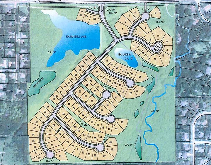 The Cobble Creek neighborhood is proposed along Oak Street between the Russell Lake and Thornhill and Spring Hills neighborhoods. (Submitted photo)