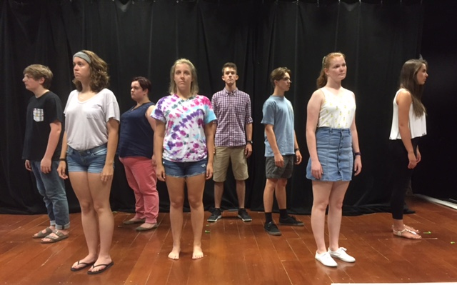 Cast members of Carmel High School’s The Amish Project stand in their opening positions. (Submitted photo)