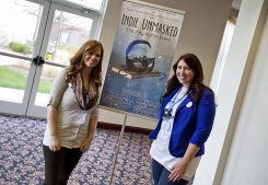 Authors and event co-hosts Britni Hill (left) and Kate Roth at the inaugural Indie Unmasked in 2014. (Submitted photo)