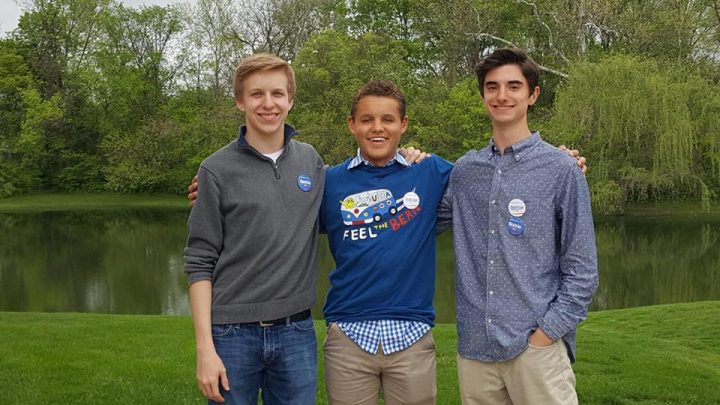 From left, Cole Ferguson, Noah Huber and Brian Hancock organized the Carmel High School Democrats. (Submitted photo)
