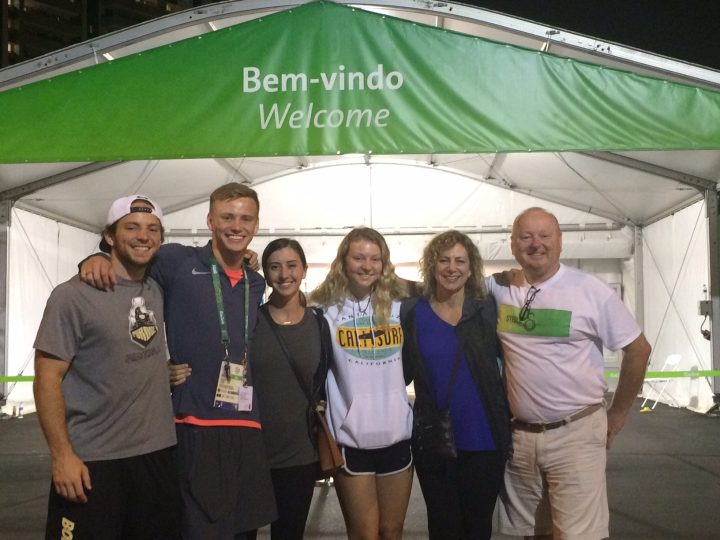 From left, Race Johnson, Steele Johnson, Hilary Nussbaum, Hollyn Johnson, Jill Johnson and Bill Johnson in Rio. (Submitted photo)