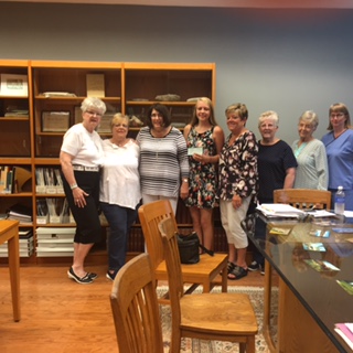 The Westfield Woman’s Club presents 2016 Westfield High School graduate Anna Hopkins with a $500 scholarship. From left, Sharon Humes, Peggy Taylor, Marcie Greip, Anna Hopkins, Sheryl Sollars, Judy Casner, Ann Roy Rodgers, Ulla Willams. (Submitted photo)