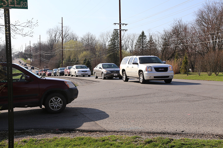 Cars line up during rush hour at the intersection of Oak Street and Kissel Road. (File photo)