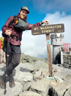 Aaron Ibey pauses at the summit of Mt. Washington in New Hampshire. (Submitted photo)
