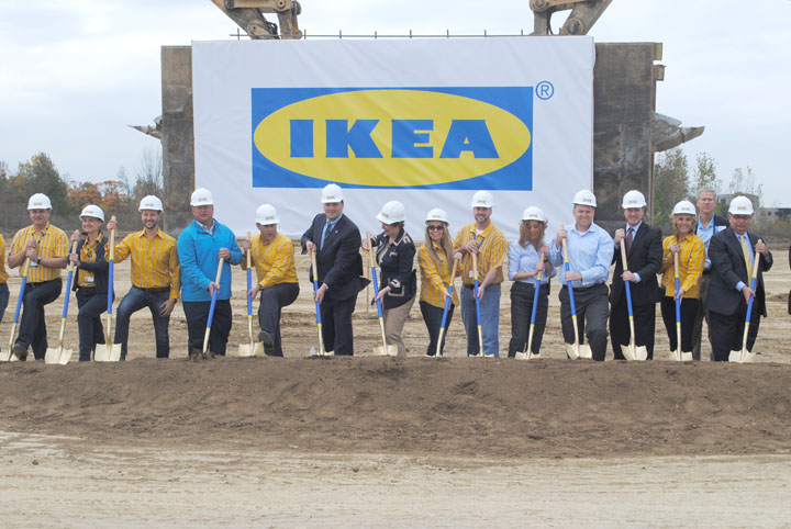 IKEA employees and city staff broke ground at the IKEA location southeast of I-69 and 116th Street. (Photo by Anna Skinner)