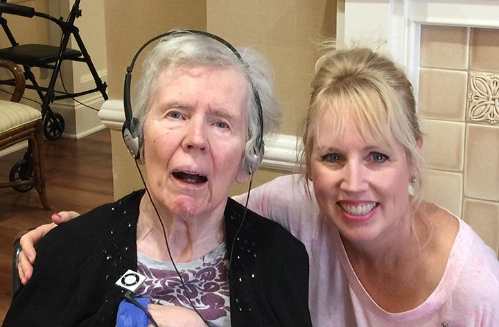From left, Mary Best listens to music alongside her daughter, Christine Perkins. (Submitted photo)
