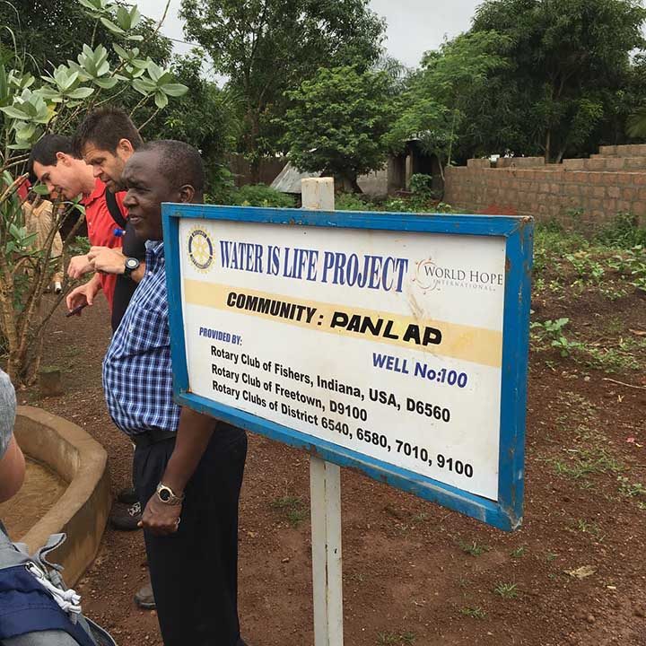 A sign in Sierra Leone marking the 100th well provided by the Fishers Rotary. (Submitted photo)