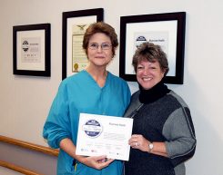 Riverview Health’s Cardiac Cath Case Manager Kathy Scheidler, left, and Chief Nursing Officer Joyce Wood. (Submitted photo)