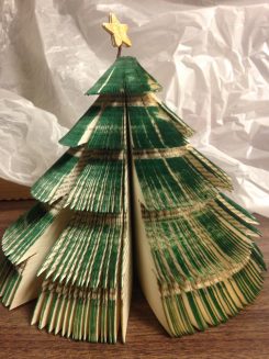 Books upcycled into trees will be for sale during the Secret Snowflake Shop. (Submitted photo)