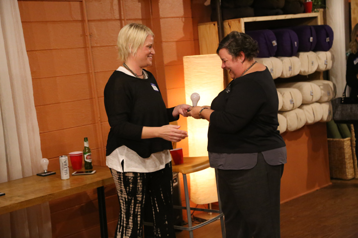 Jennifer Moyers, left, presents the Partner of the Year award to Shelley Johnson of Allman Johnson CPAs & Advisors. (Photo by Ann Marie Shambaugh)