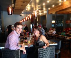 Chad Coulter and his wife Lauren pause inside of LouVino. (Submitted photo)