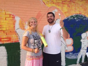 Jillian Pino and Patrick Milescu designed and painted the winning mural in Arts for Lawrence's contest, featured on Franklin Road. (Submitted photo)