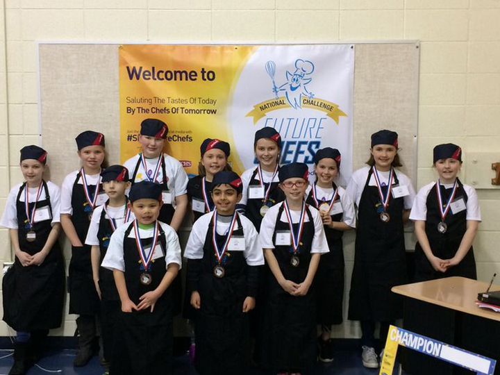 Students participate in the Future Chefs competition. From left, Layla Penley, Clara Nonte, Adam Baker, Lucas Weber, Kate Alexander, Sage Knott, Shayan Amin, Addison Stigler, Jenna Berry, Kendall Omer, Anna McKeown and Ashlyn Michael.