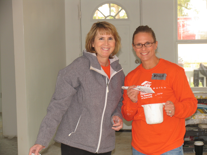 Liz Qua and Maggie Seiler at a Habitat for Humanity Boone County home build. (Submitted photo)