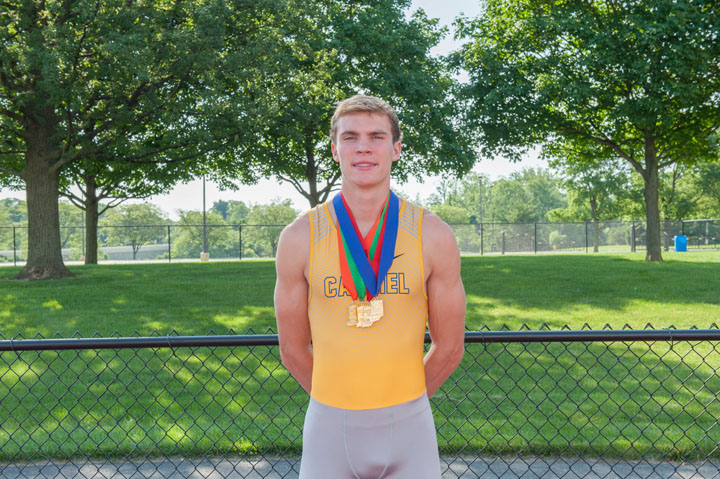 Ryan Lipe displays the four medals he earned at the state meet. (Photo courtesy of James Lipe)