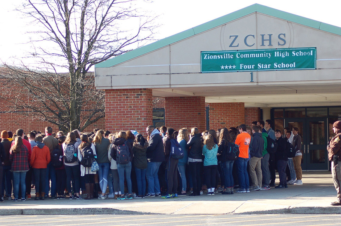 ZCHS students participate in the March 14 walkout. (Photo by Heather Lusk)