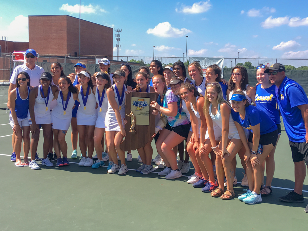 The Carmel High School girls tennis team won the team title. (Photo by Mark Ambrogi)