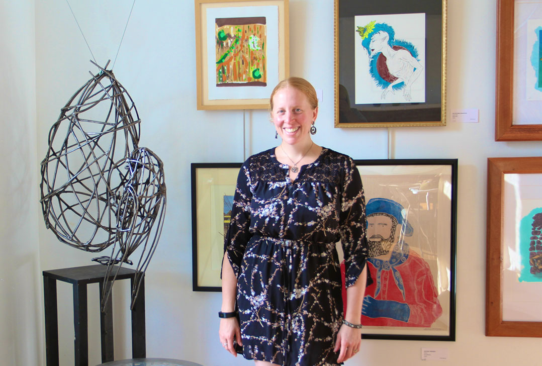 Nickel Plate Arts Executive Director Aili McGill pauses in the Judge Stone House Gallery on the nonprofit’s campus in downtown Noblesville. (Photos by Sadie Hunter)