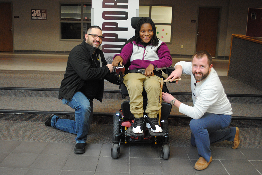 A support system: Teachers, Quantum Rehab staff join forces to provide electric wheelchair for Lawrence Central student