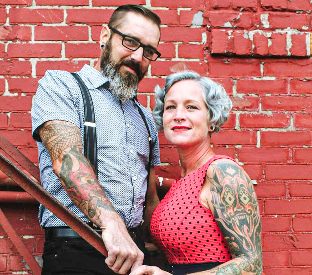 Couple in love with 360 tattoos, 54 piercings face trolls