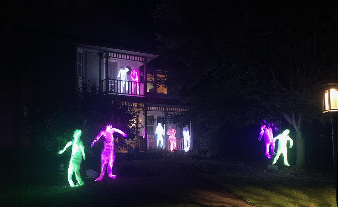 Life-size ‘ghosts’ mark children’s growth through the years