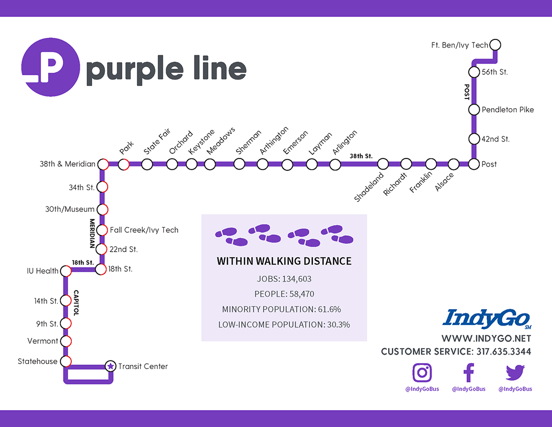 Purple Line Map from IndyGo.net