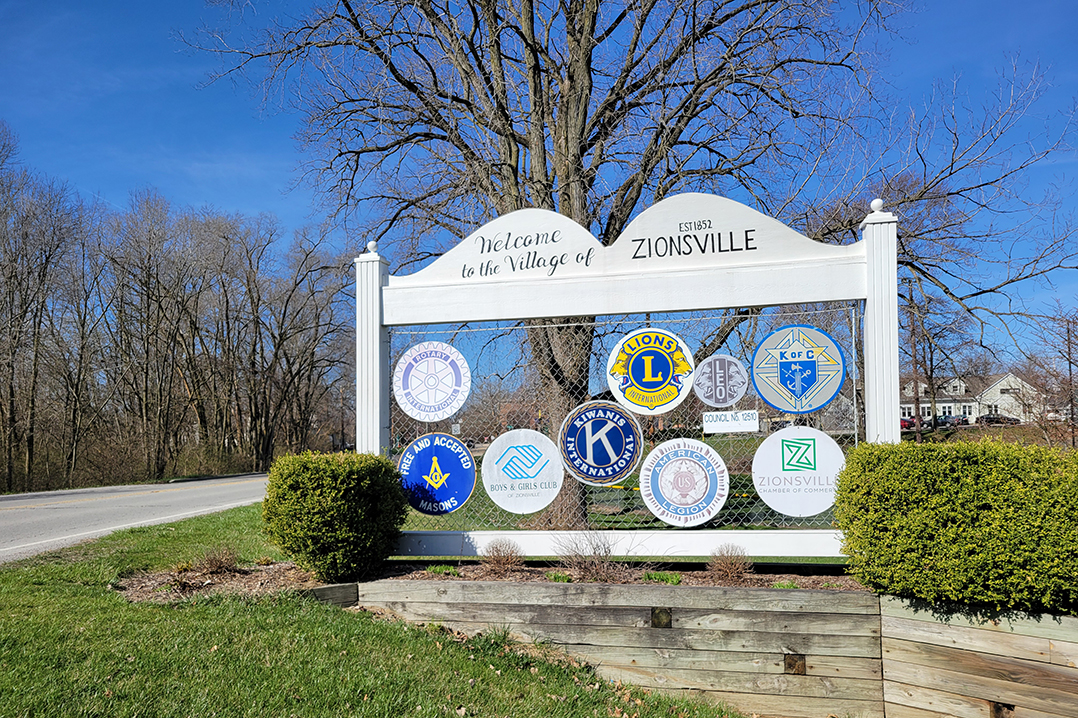 Zionsville welcome sign generic