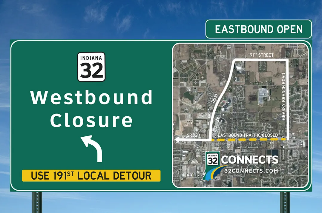 Detour in effect for westbound traffic through Westfield starting June 3