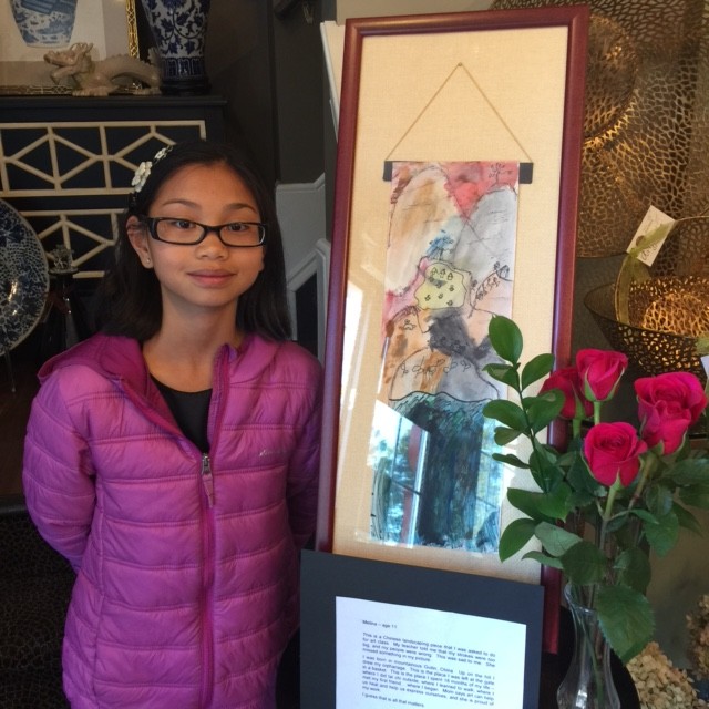 Melina Becker, 11, Carmel, with her painting at Artichoke Designs. (Submitted photo)