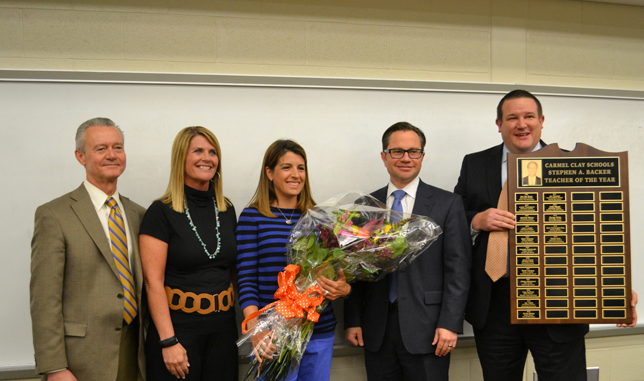 From left: Roger McMichel, Jill Schipp (principal), Sarah Awe, Nick Wahl, Ryan Newman. (Submitted photo)