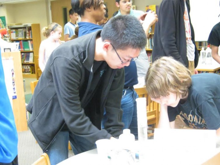 Miles Dai works on a chemistry project at Chemistry Club at Carmel High School. (Submitted photo)