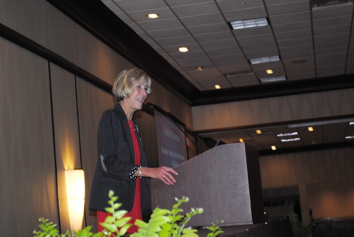 Dr. Sarah Johnson speaks at the 11th annual Women of Vision luncheon. (Photo by Mark Ambrogi)