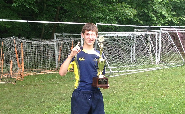 Will O’Connor with his trophy from being on a winning Indiana team in the Challenge Cup in Pittsburgh (Submitted photo)