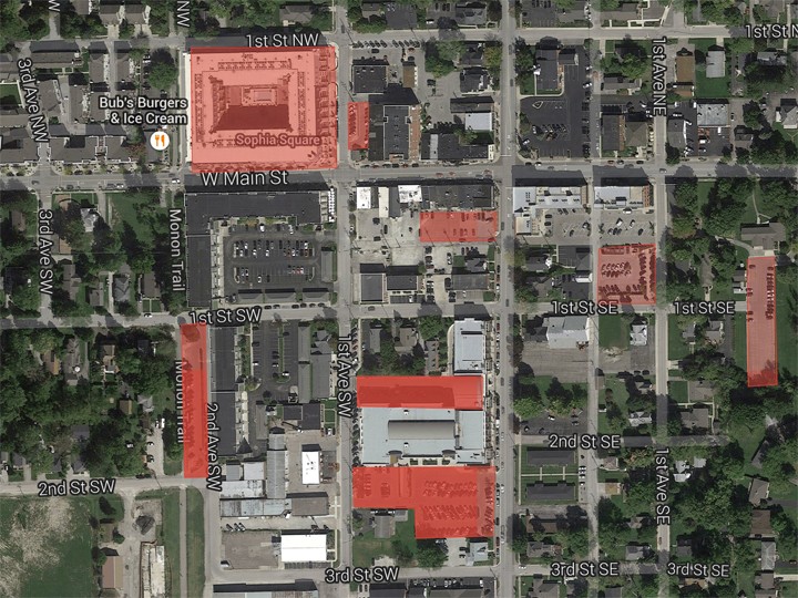 A map of the downtown Carmel area where businesses can use parking permits. (Submitted map)